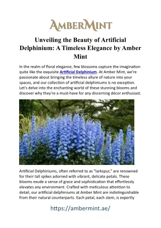 Artificial DelpBringing Beauty Home: Artificial Delphinium Décor Servicehinium