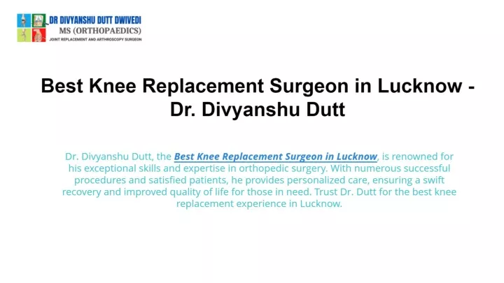 best knee replacement surgeon in lucknow