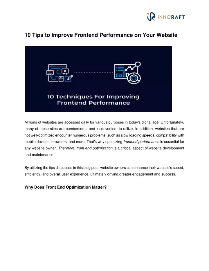 10 tips to improve frontend performance on your