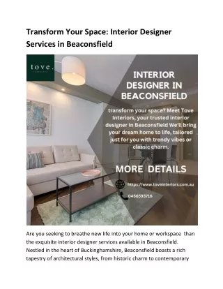 Transform Your Space Interior Designer Services in Beaconsfield