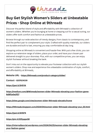 Buy Get Stylish Women's Sliders at Unbeatable Prices - Shop Online at 9threadz