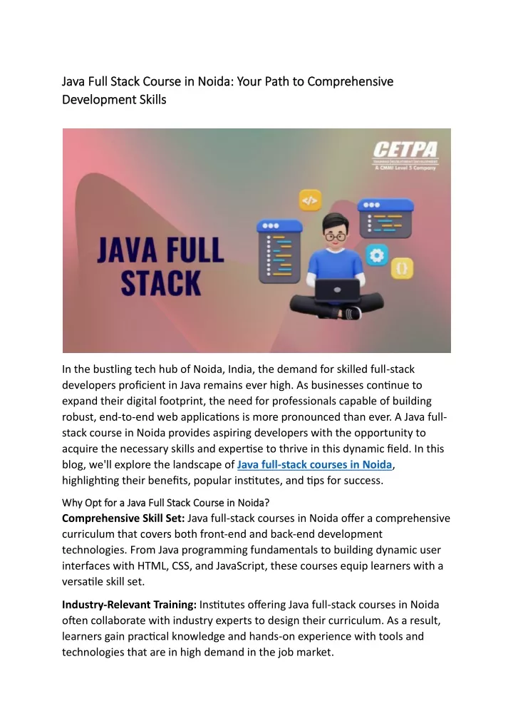 java full stack course in noida your path