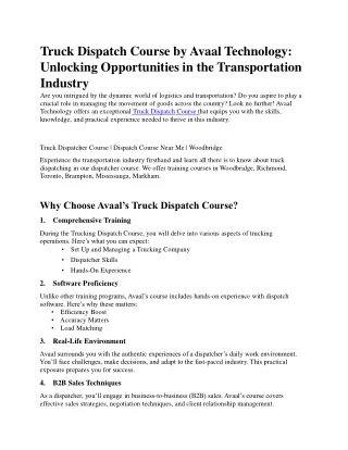 Unlocking Opportunities in the Transportation Industry- Avaal