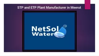 STP and ETP Plant Manufacturer in Meerut