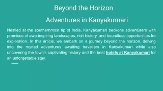 Beyond the Horizon Adventures in Kanyakumari