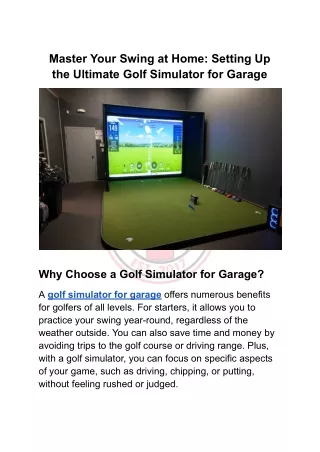 Master Your Swing at Home_ Setting Up the Ultimate Golf Simulator for Garage