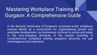 Workplace Training  in Gurgaon