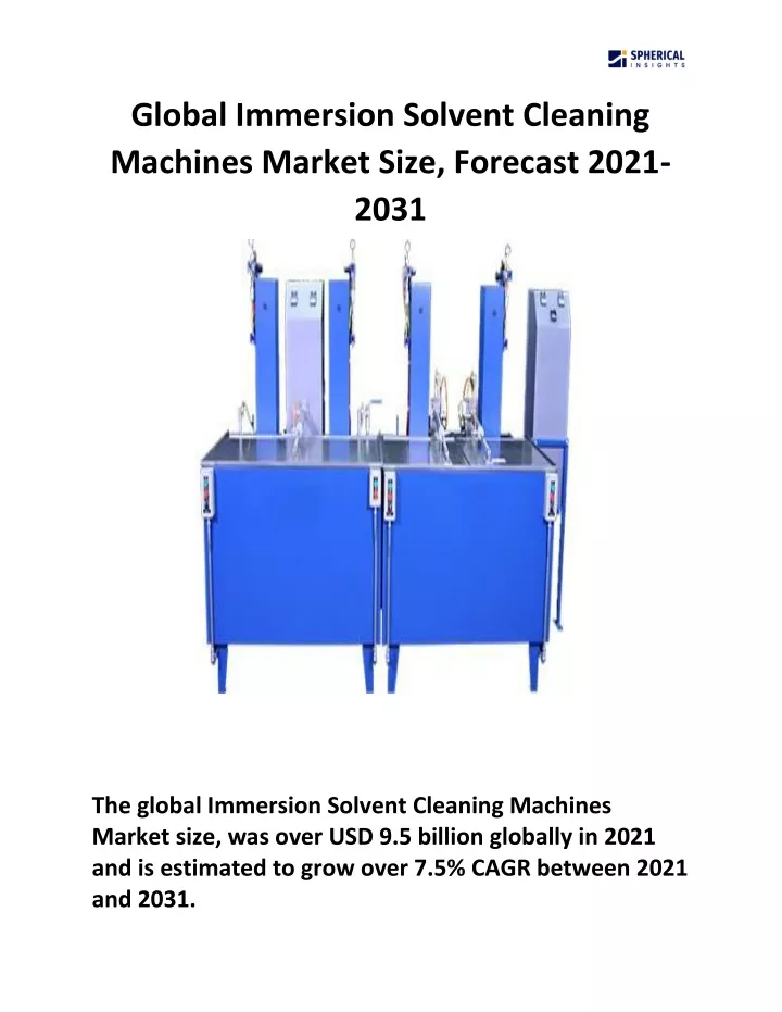 global immersion solvent cleaning machines market
