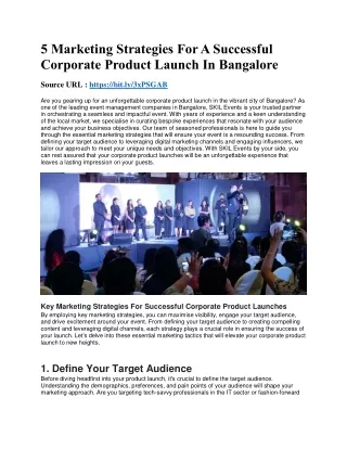 5 Marketing Strategies For A Successful Corporate Product Launch In Bangalore