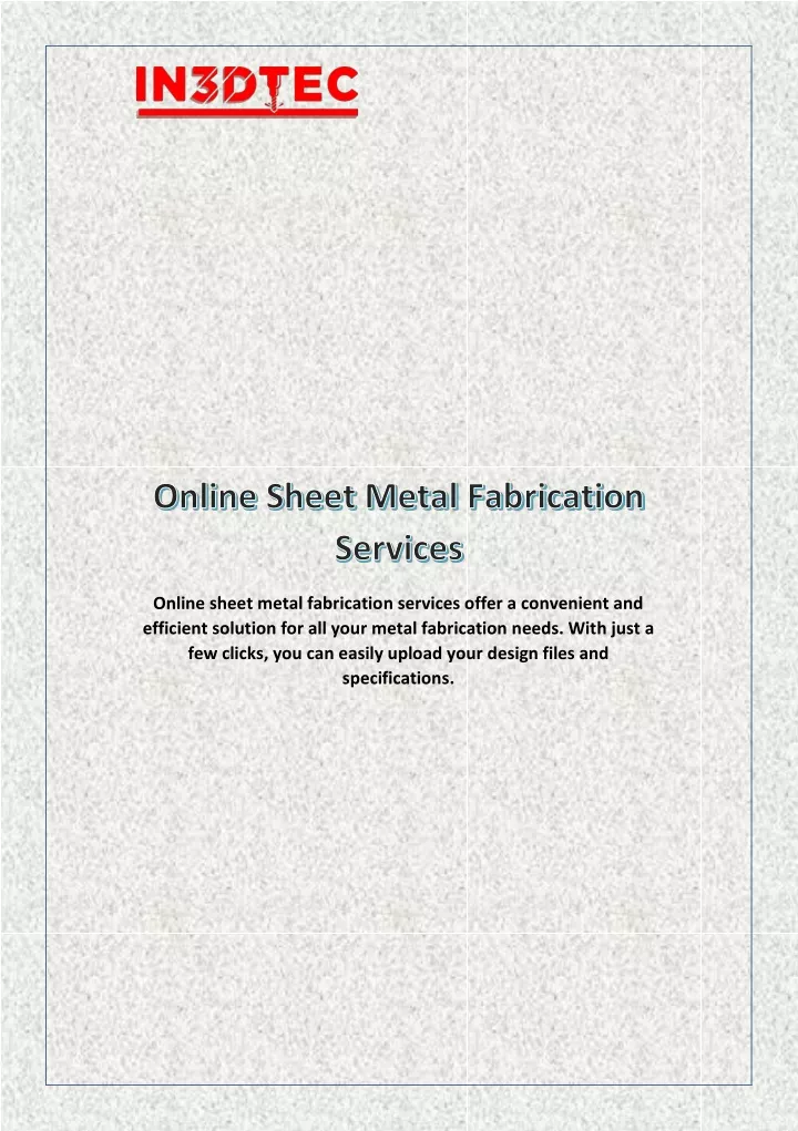 online sheet metal fabrication services offer