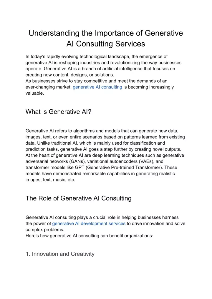 understanding the importance of generative