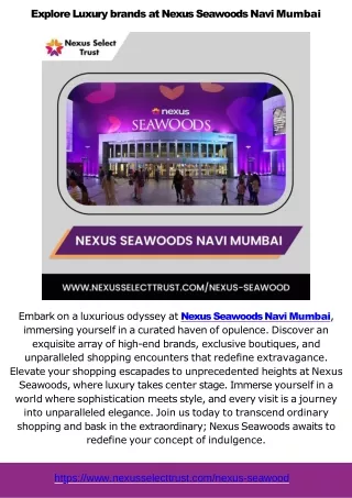 Navigating Luxury Nexus Seawoods Navi Mumbai to Nexus Amritsar