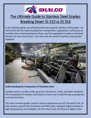 The Ultimate Guide to Stainless Steel Grades Breaking Down SS 310 vs SS 316