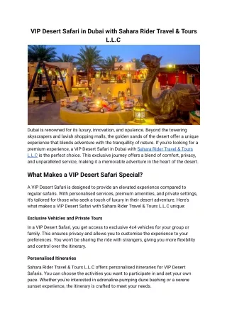 Vip Desert Safari in Dubai