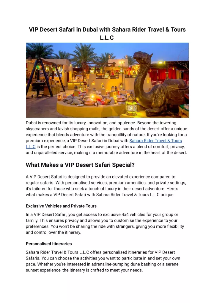 vip desert safari in dubai with sahara rider