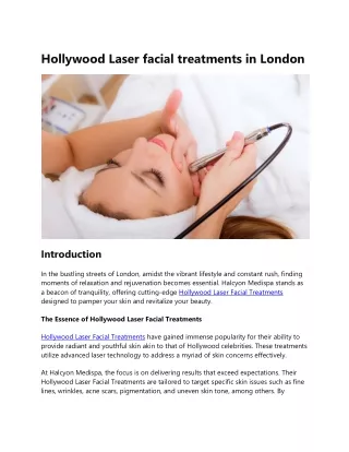 Hollywood Laser facial treatments in London