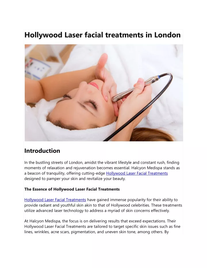 hollywood laser facial treatments in london