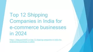 Top 12 Shipping Companies in India for e-commerce businesses in 2024