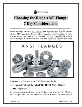 Choosing the Right ANSI Flange 7 Key Considerations