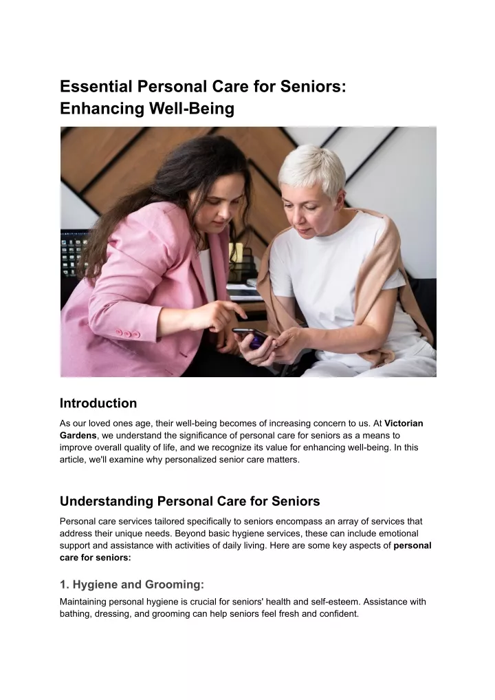 essential personal care for seniors enhancing