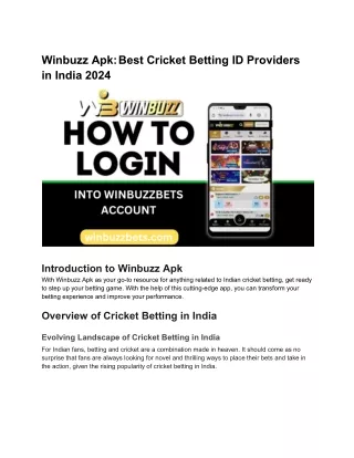Winbuzz Apk_ Best Cricket Betting ID Providers in India 2024