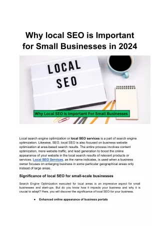 Why local SEO is Important for small businesses in 2024