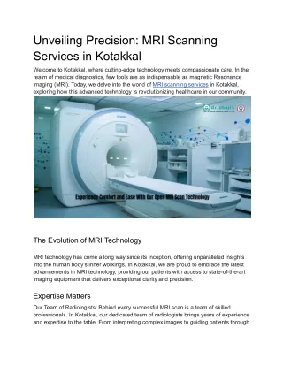 Unveiling Precision:MRI Scanning Services in Kotakkal