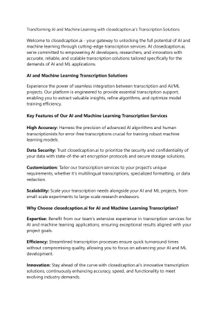 transforming ai and machine learning with