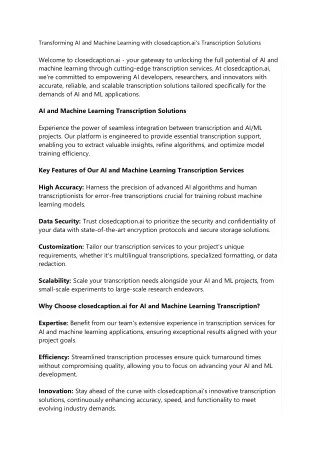 transforming ai and machine learning with