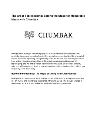 The Art of Tablescaping_ Setting the Stage for Memorable Meals with Chumbak