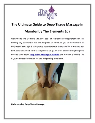 The Ultimate Guide to Deep Tissue Massage in Mumbai by The Elements Spa