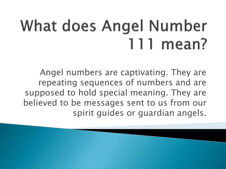 what does angel number 111 mean