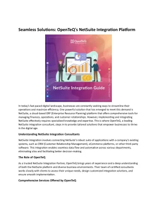 Seamless Solutions: OpenTeQ's NetSuite Integration Platform