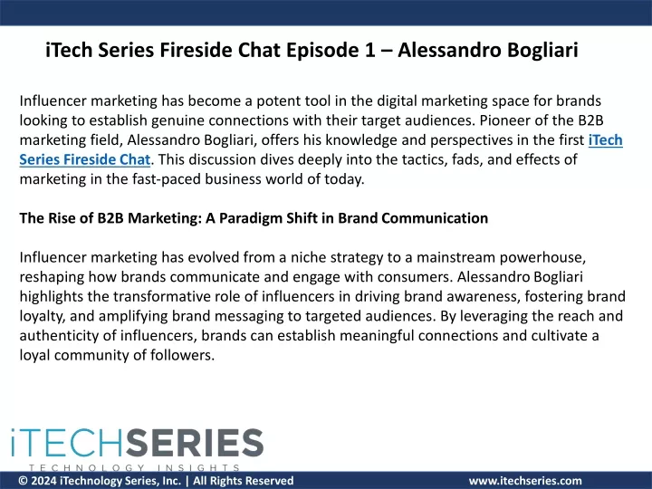itech series fireside chat episode 1 alessandro