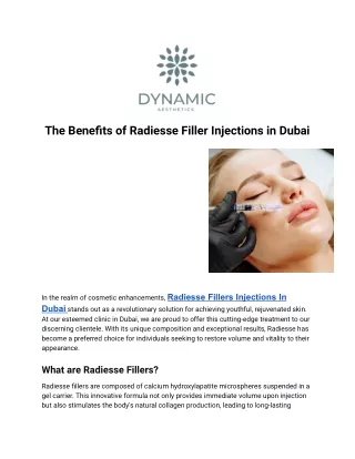 The Benefits of Radiesse Filler Injections in Dubai