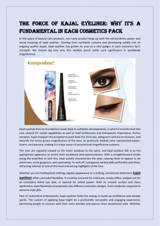 The Force Of Kajal Eyeliner: Why It's A Fundamental In Each Cosmetics Pack