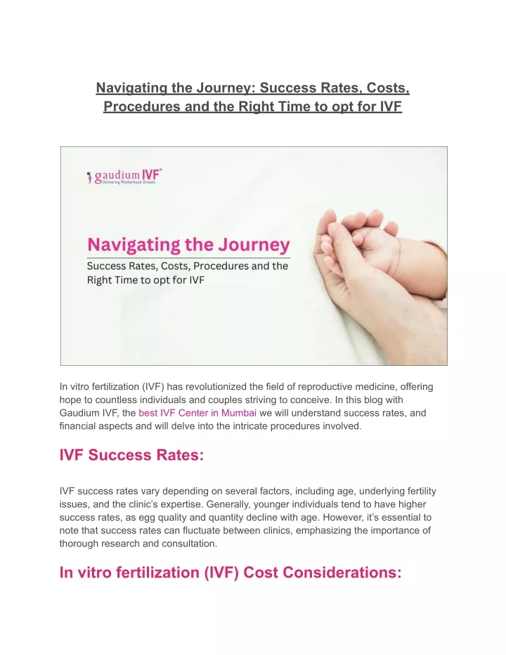 navigating the journey success rates costs