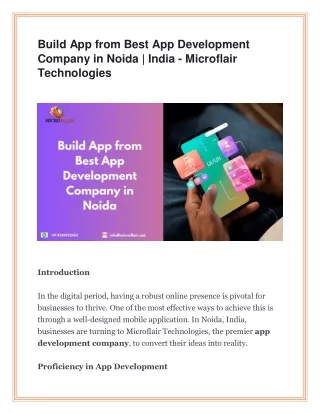 Build App from Best App Development Company in Noida
