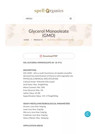 Glycerol Monooleate (GMO) Manufacturer and Supplier in India