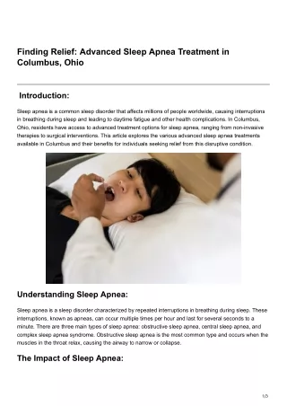 Finding Relief Advanced Sleep Apnea Treatment in Columbus Ohio