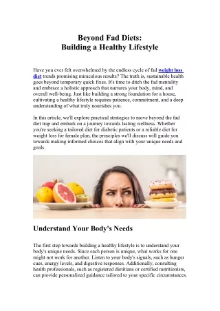 Beyond Fad Diets Building a Healthy Lifestyle
