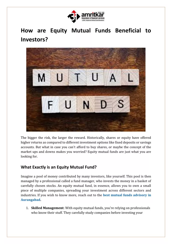 how are equity mutual funds beneficial