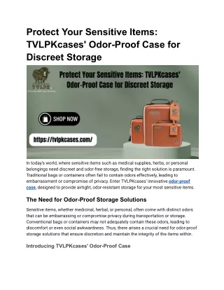 protect your sensitive items tvlpkcases odor