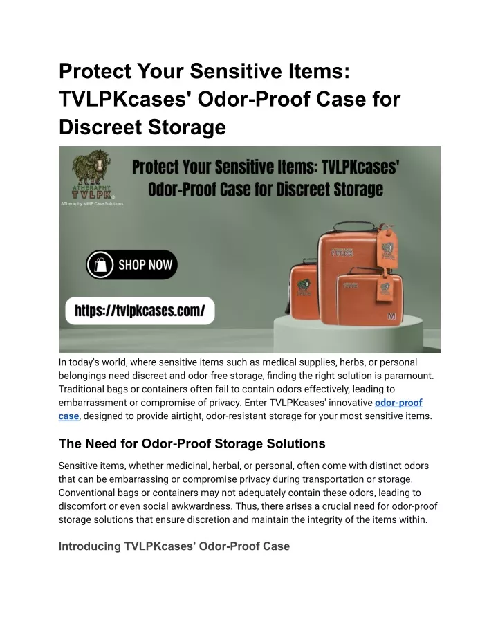 protect your sensitive items tvlpkcases odor