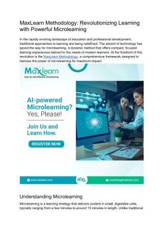 MaxLearn Methodology_ Revolutionizing Learning with Powerful Microlearning