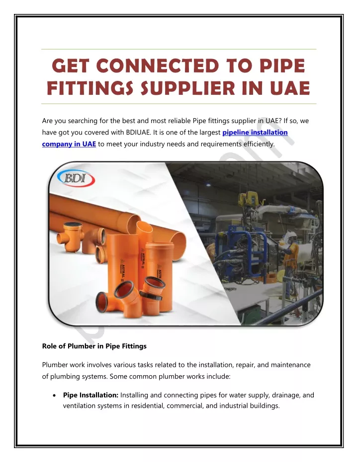 get connected to pipe fittings supplier in uae