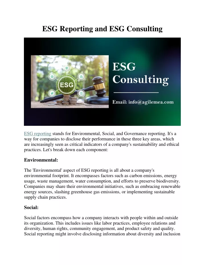 esg reporting and esg consulting