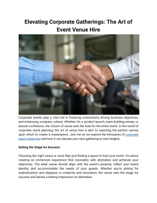 Elevating Corporate Gatherings_ The Art of Event Venue Hire