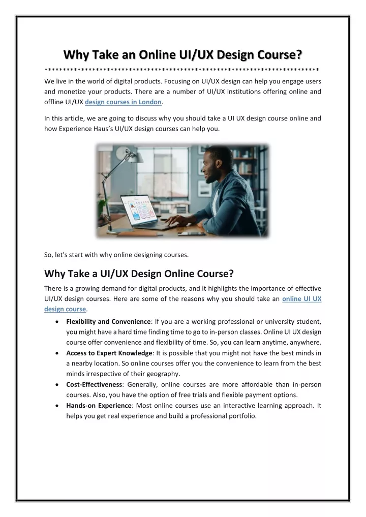 why take an online ui ux design course