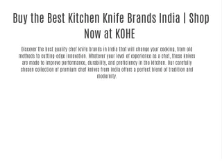 Buy the Best Kitchen Knife Brands India | Shop Now at KOHE